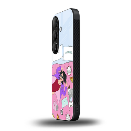 anti social chick girl back phone cover | glass case for samsung galaxy s24 plus