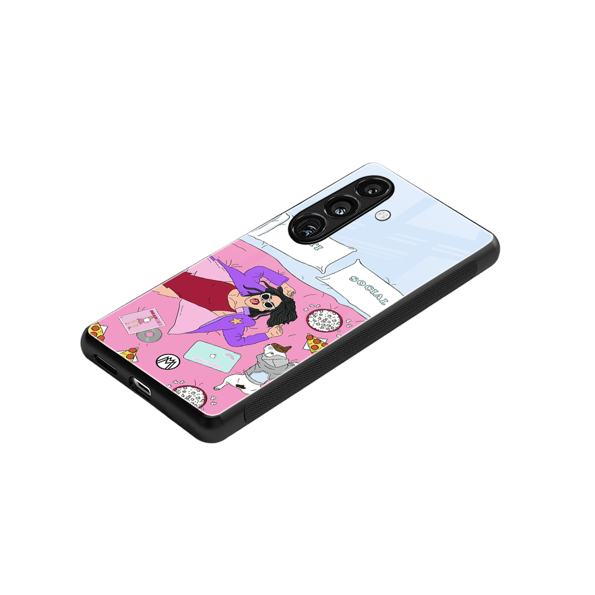 anti social chick girl back phone cover | glass case for samsung galaxy s24 plus