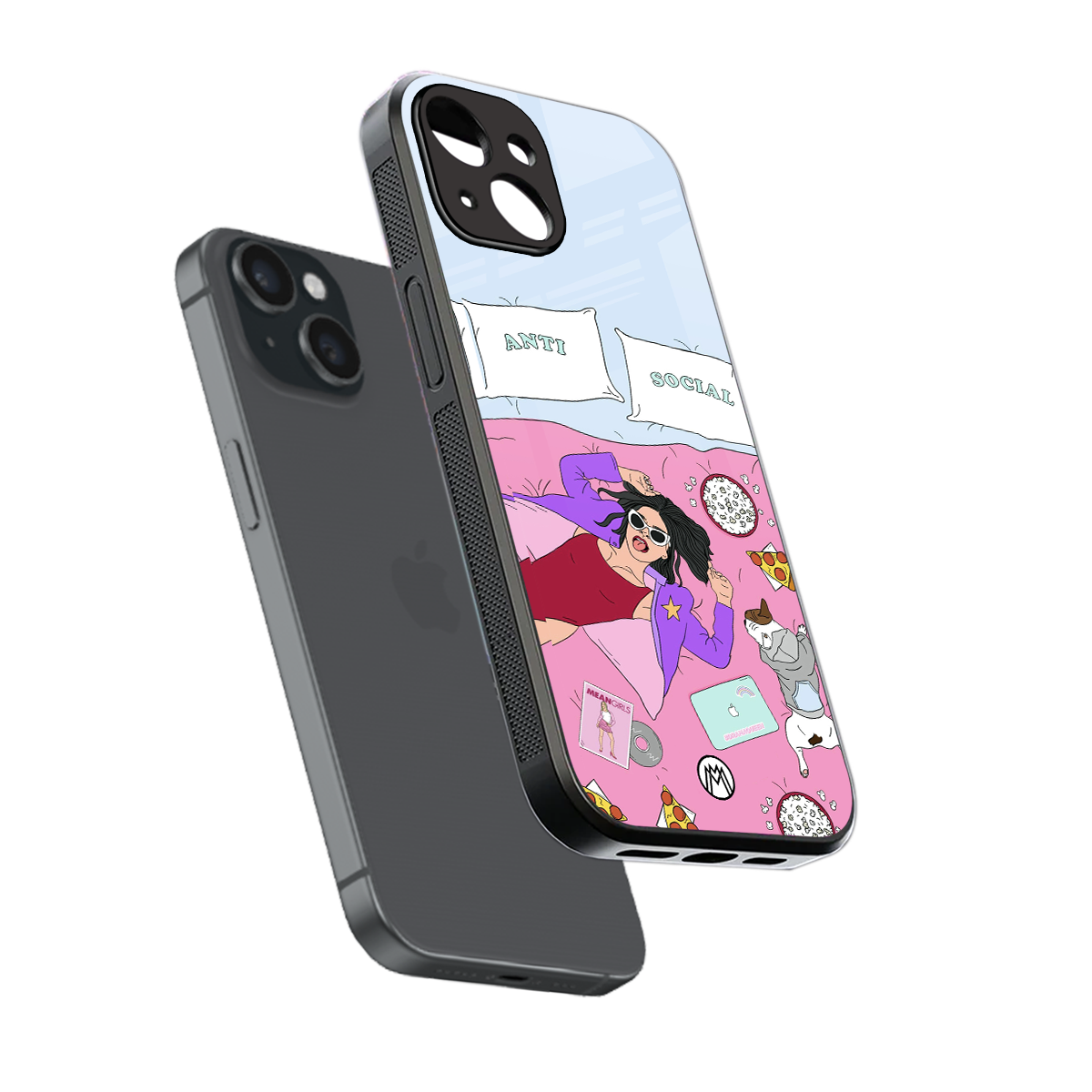 anti social chick girl back phone cover | glass case for iphone 15