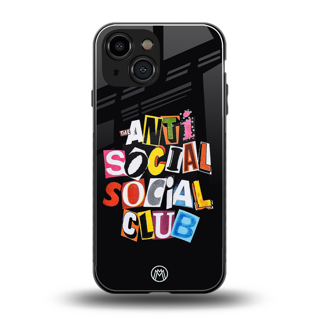 anti social club back phone cover | glass case for iphone 13 mini