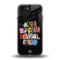 anti social club back phone cover | glass case for iphone 13 mini