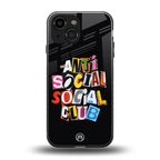 anti social club back phone cover | glass case for iphone 13 mini