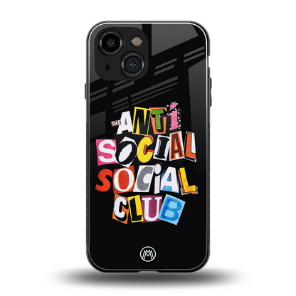 anti social club back phone cover | glass case for iphone 13 mini