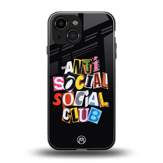 anti social club back phone cover | glass case for iphone 13 mini