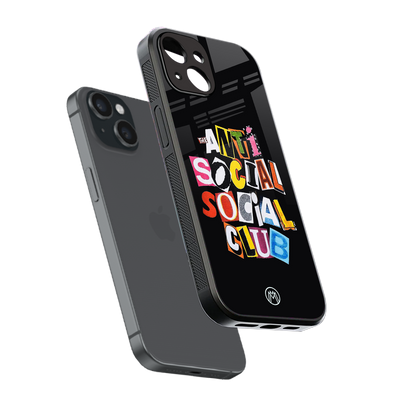 anti social club back phone cover | glass case for iphone 13 mini