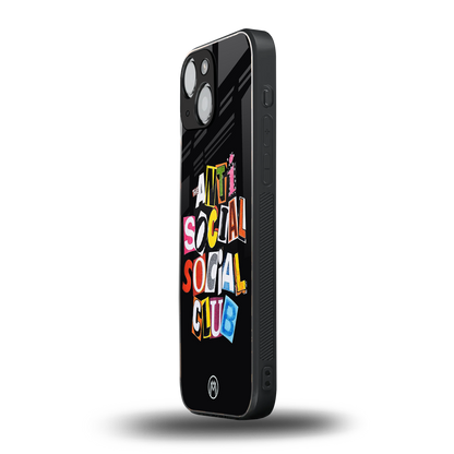 anti social club back phone cover | glass case for iphone 13 mini
