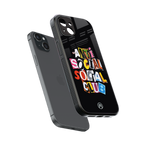 anti social club back phone cover | glass case for iphone 15 plus