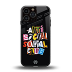 anti social club back phone cover | glass case for iphone 14 pro max