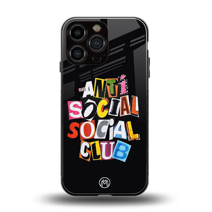 anti social club back phone cover | glass case for iphone 14 pro max