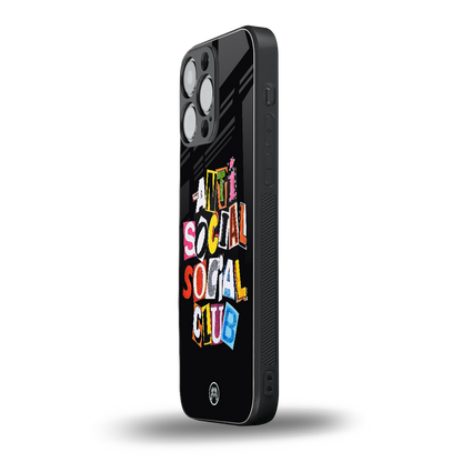 anti social club back phone cover | glass case for iphone 14 pro max