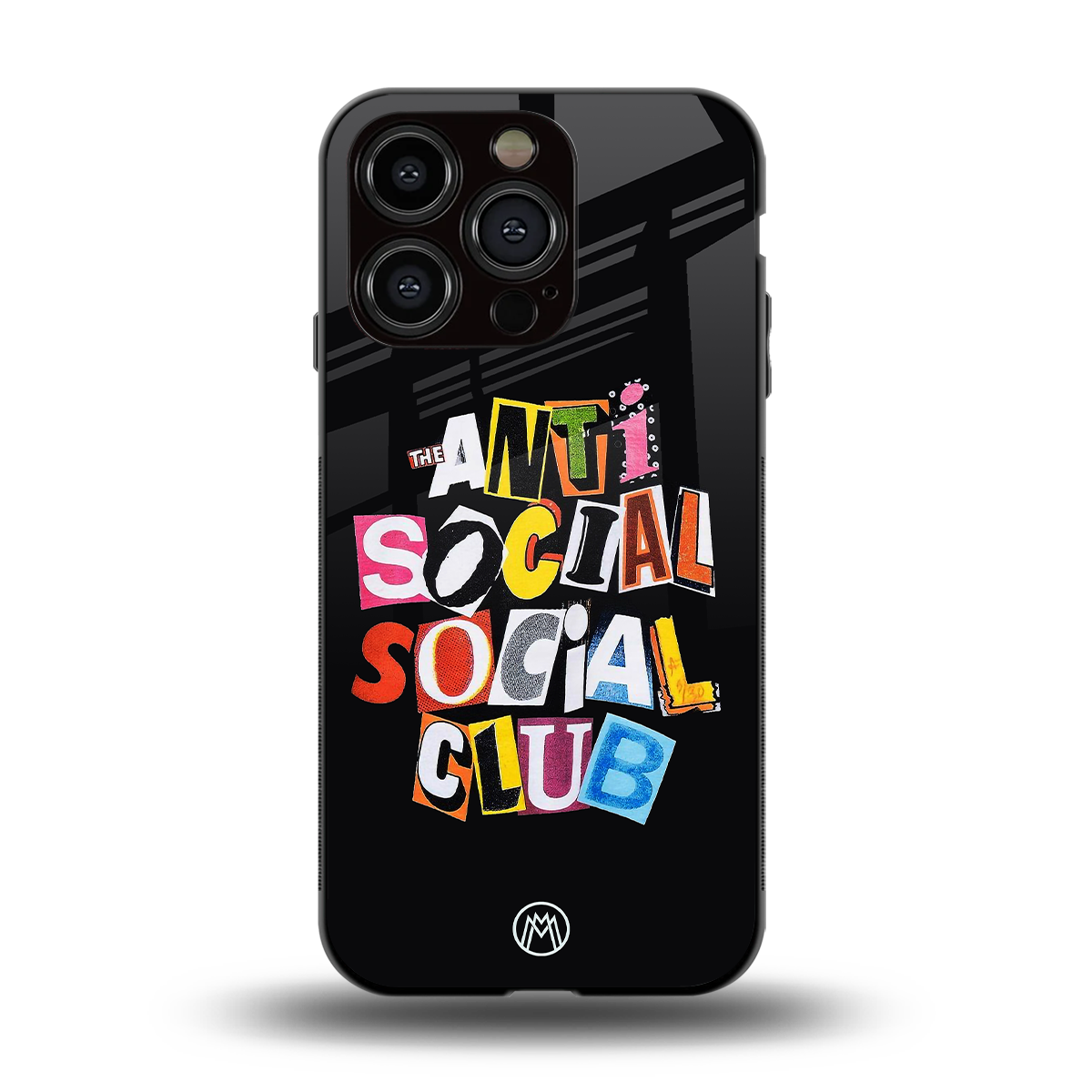anti social club back phone cover | glass case for iphone 15 pro