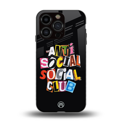 anti social club back phone cover | glass case for iphone 14 pro