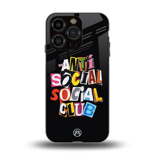 anti social club back phone cover | glass case for iphone 14 pro
