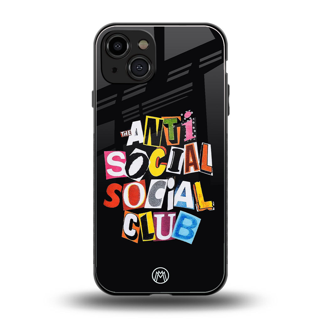 anti social club back phone cover | glass case for iphone 15