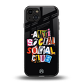 anti social club back phone cover | glass case for iphone 15
