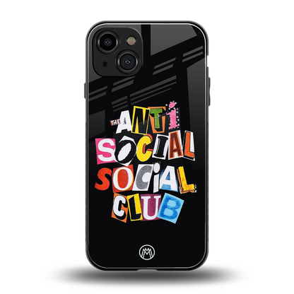 anti social club back phone cover | glass case for iphone 15