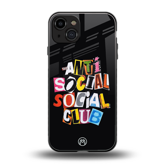 anti social club back phone cover | glass case for iphone 15