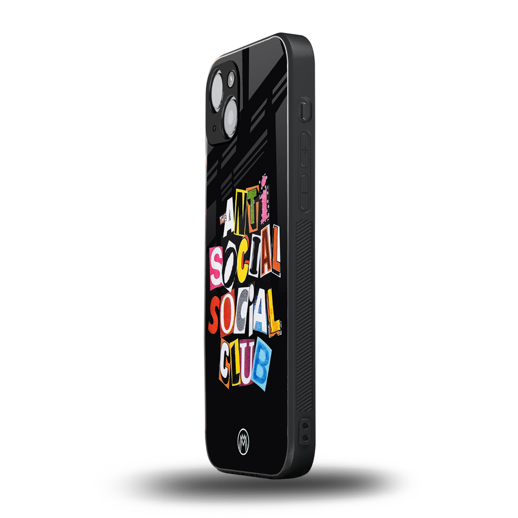 anti social club back phone cover | glass case for iphone 15