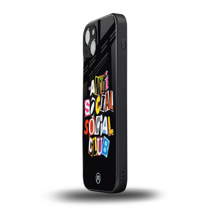 anti social club back phone cover | glass case for iphone 15