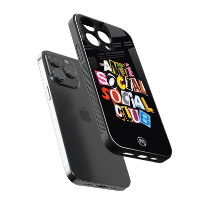 anti social club back phone cover | glass case for iphone 15 pro