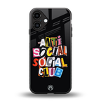 anti social club back phone cover | glass case for iphone 16 plus