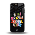anti social club back phone cover | glass case for iphone 16 pro max
