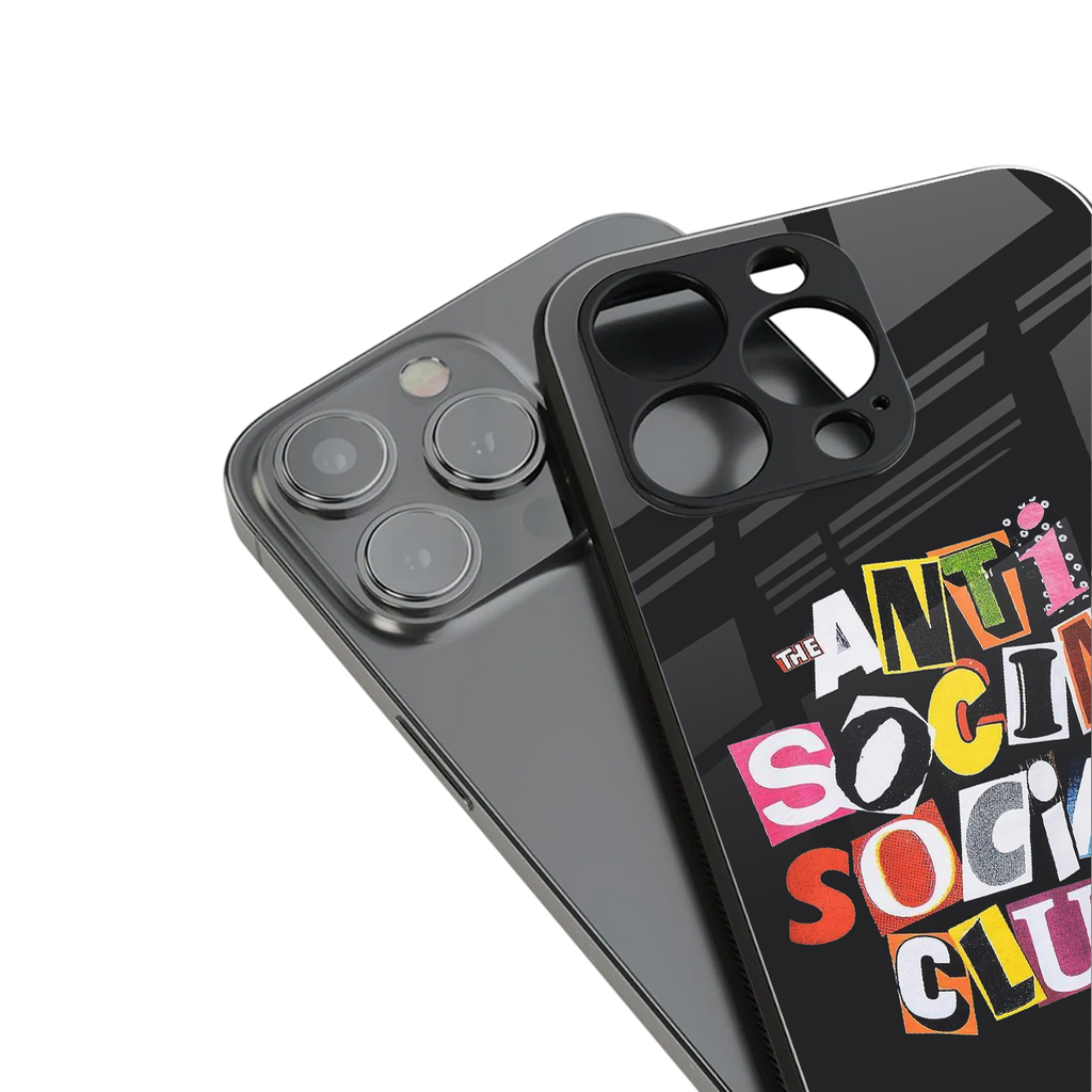 anti social club back phone cover | glass case for iphone 13 pro