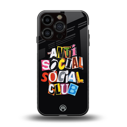 anti social club back phone cover | glass case for iphone 16 pro