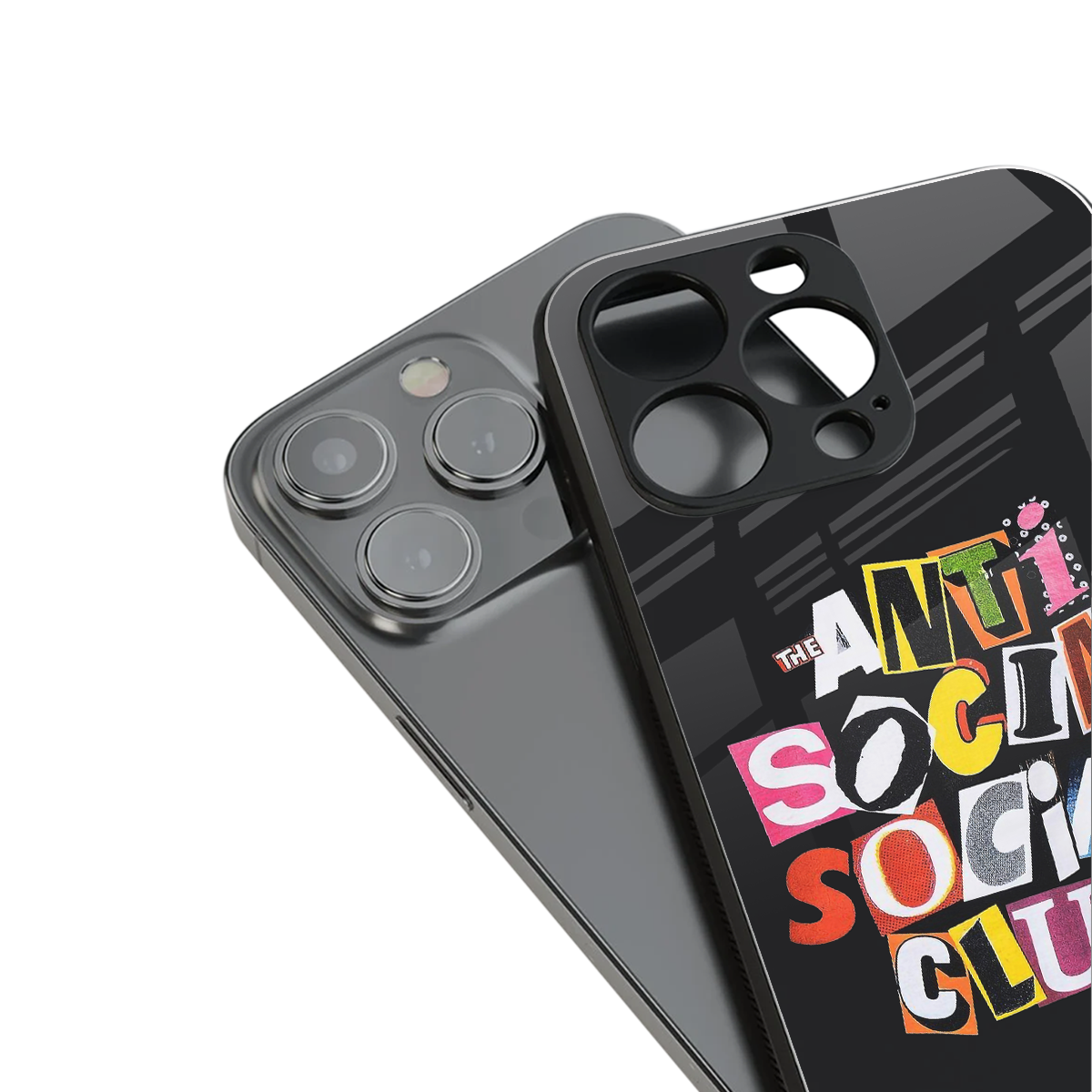 anti social club back phone cover | glass case for iphone 15 plus