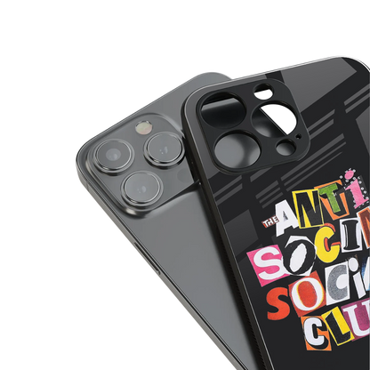 anti social club back phone cover | glass case for iphone 14 pro max