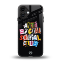 anti social club back phone cover | glass case for iphone 16