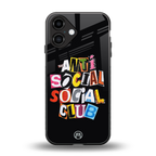 anti social club back phone cover | glass case for iphone 16