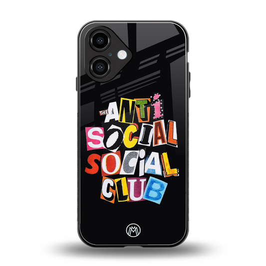 anti social club back phone cover | glass case for iphone 16