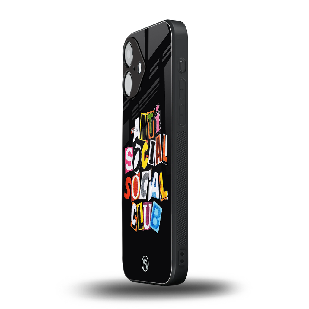 anti social club back phone cover | glass case for iphone 16
