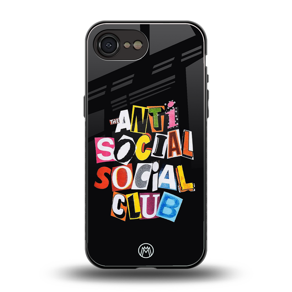 anti social club back phone cover | glass case for iphone 16e