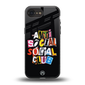 anti social club back phone cover | glass case for iphone 16e