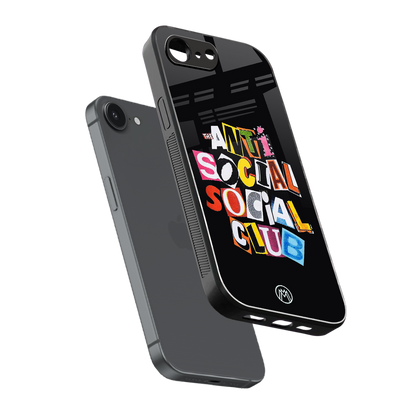 anti social club back phone cover | glass case for iphone 16e