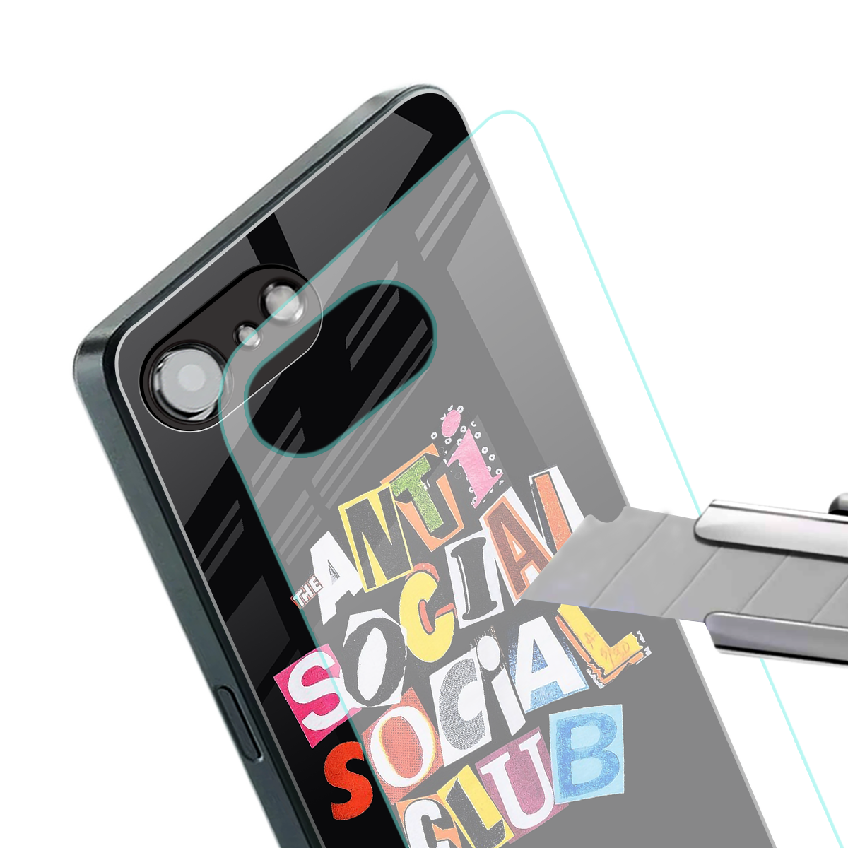anti social club back phone cover | glass case for iphone 16e