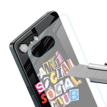 anti social club back phone cover | glass case for iphone 16e
