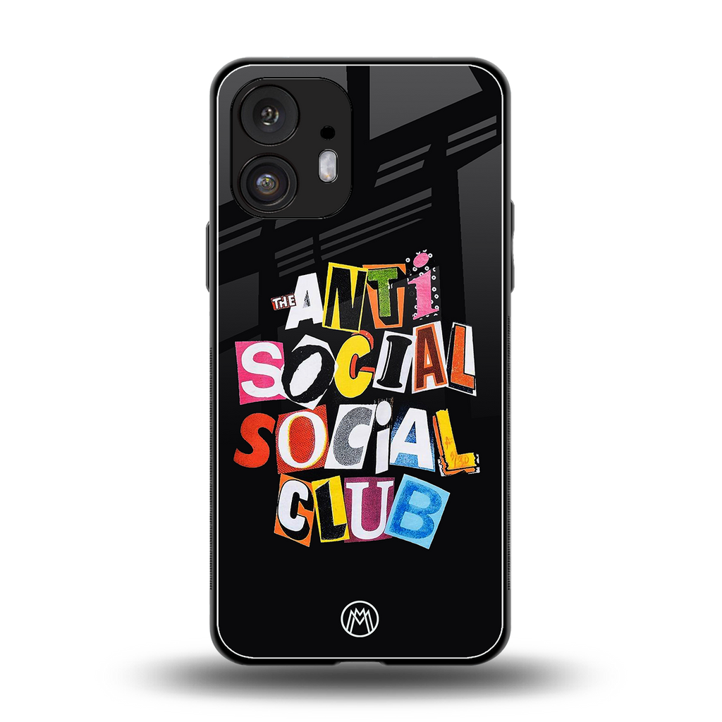 anti social club back phone cover | glass case for nothing phone 2