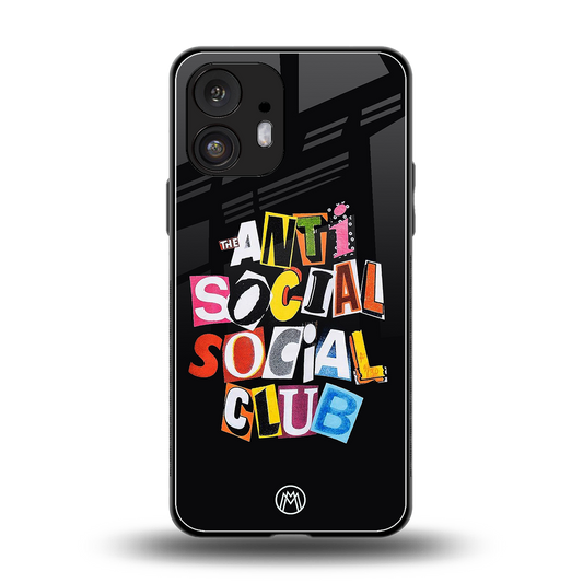 anti social club back phone cover | glass case for nothing phone 2