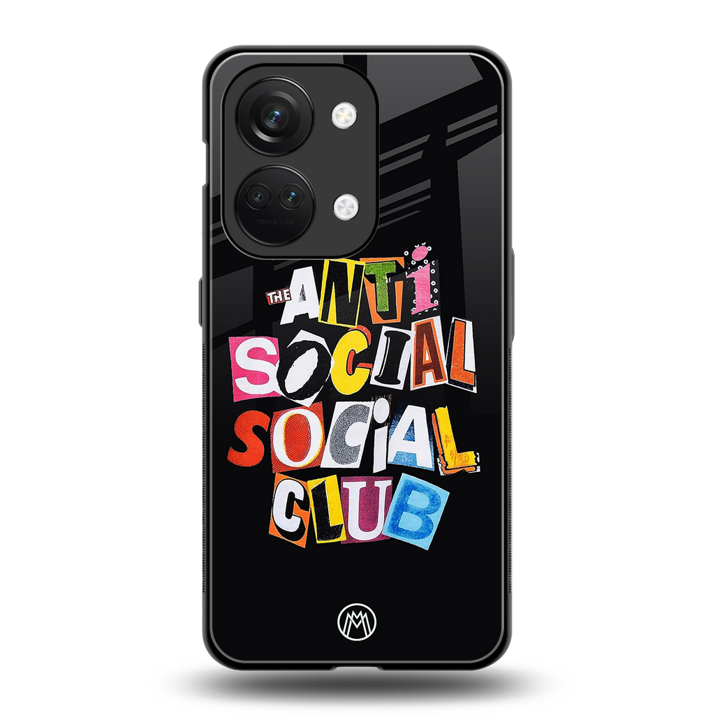 anti social club back phone cover | glass case for oneplus nord 3