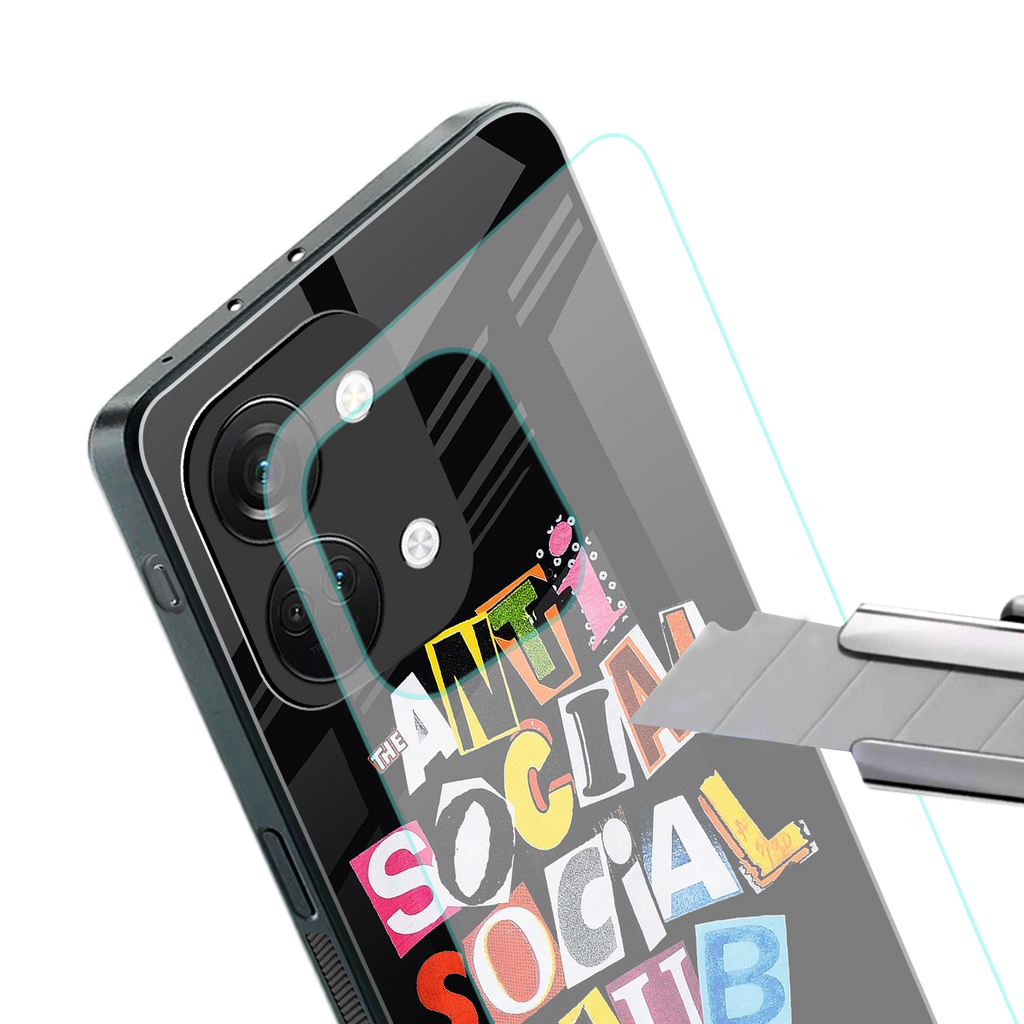 anti social club back phone cover | glass case for oneplus nord 3