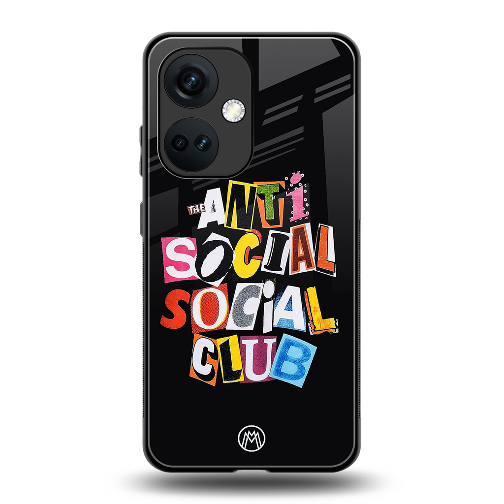 anti social club back phone cover | glass case for oneplus nord ce 3