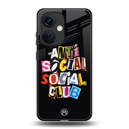 anti social club back phone cover | glass case for oneplus nord ce 3