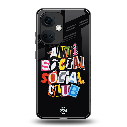 anti social club back phone cover | glass case for oneplus nord ce 3
