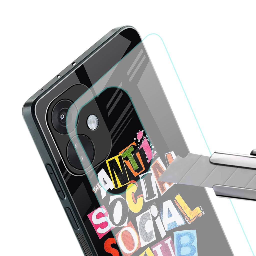 anti social club back phone cover | glass case for oneplus nord ce 3