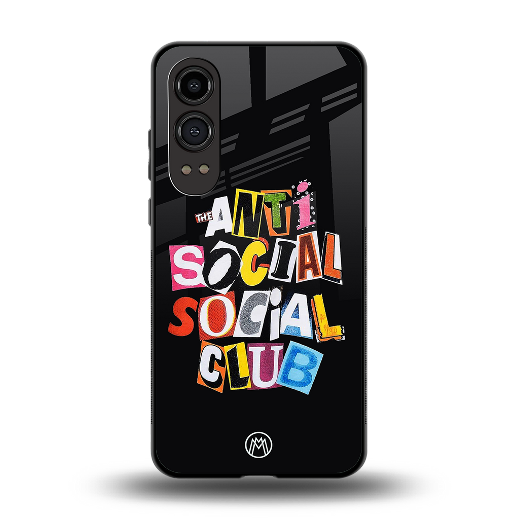 anti social club back phone cover | glass case for oneplus nord ce 4 lite