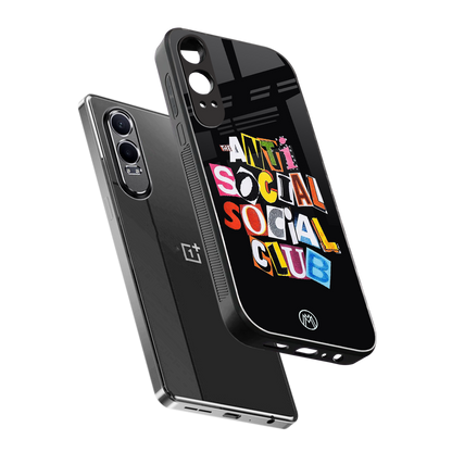 anti social club back phone cover | glass case for oneplus nord ce 4 lite