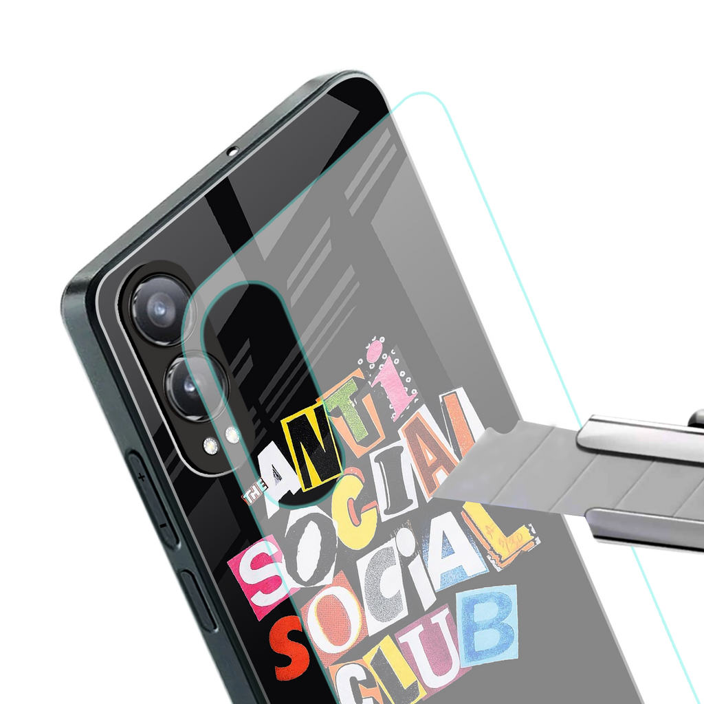anti social club back phone cover | glass case for oneplus nord ce 4 lite